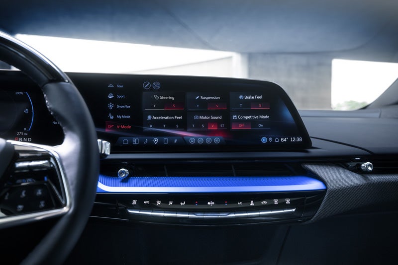 The 2026 OPTIQ-V Display Screen Displaying the V-Mode Settings | Corwin Motors Kalispell Cadillac in Kalispell MT